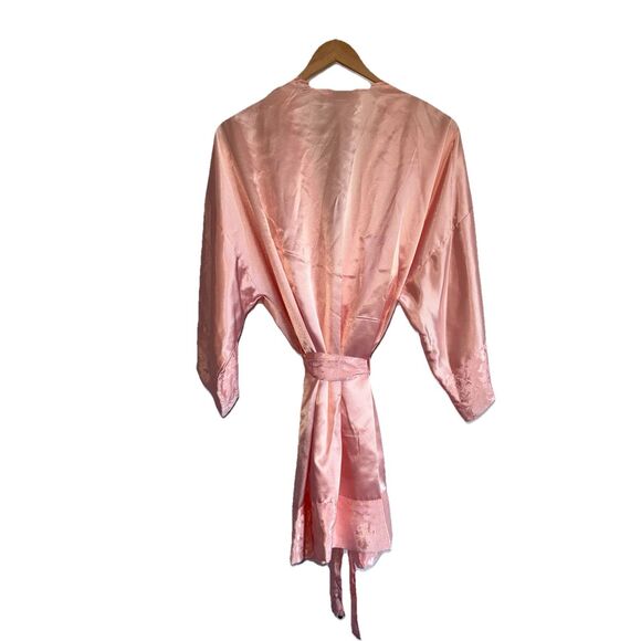 Victoria’s Secret Vintage Gold Label Peach Satin Short Robe Kimono O/S 54" Bust - Picture 8 of 8